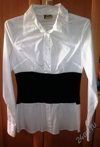 Лот: 1197970. Фото: 1. рубашка белая с имитацией корсета. Блузы, рубашки