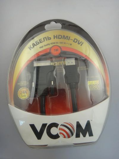 Лот: 10325566. Фото: 1. HDMI - DVI кабель VCOM (3м) Позолоченные... Шлейфы, кабели, переходники