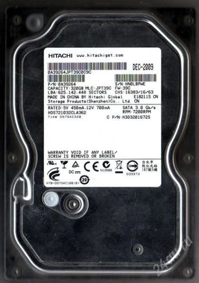 Лот: 944152. Фото: 1. винчестер Hitachi 320Gb. Жёсткие диски