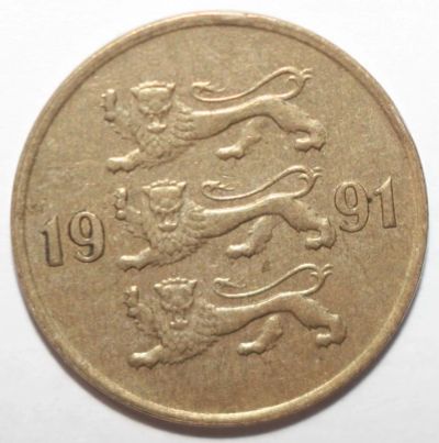 Лот: 6742494. Фото: 1. 10 сенти (сентов) 1991 год. Эстония. Европа