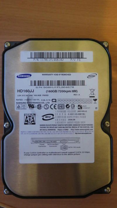 Лот: 7802828. Фото: 1. Жесткий диск Samsung 160gb № 2. Жёсткие диски (HDD)
