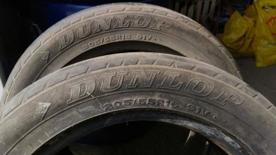 Лот: 9796045. Фото: 1. Пара летних колес dunlop 205/55... Шины