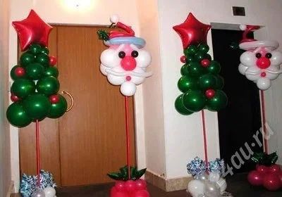 Лот: 619021. Фото: 1. Елка и Дед Мороз. Воздушные шары