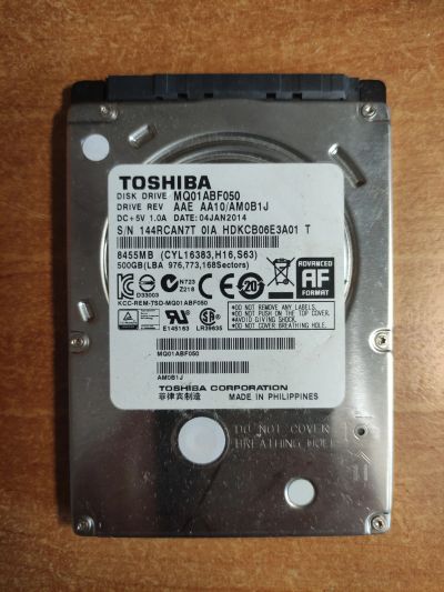 Лот: 20907812. Фото: 1. Жёсткий диск 2.5 Toshiba MQ01ABF050... Жёсткие диски