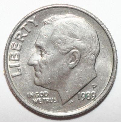 Лот: 6880410. Фото: 1. 1 дайм (10 центов) 1989 год. США... Америка
