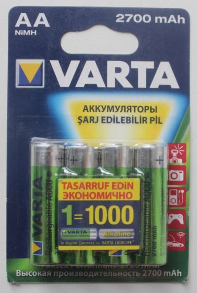 Лот: 7904008. Фото: 1. Аккумулятор Varta 2700 mah 4шт. Батарейки, аккумуляторы, элементы питания