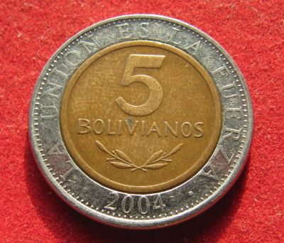 Лот: 19902707. Фото: 1. Боливия 5 боливиано, 2004 г. Америка
