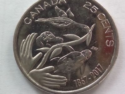 Лот: 19944936. Фото: 1. Монета Канады 25 центов, 2017... Америка