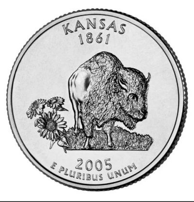 Лот: 8277691. Фото: 1. США.25 центов 2005 г. Kansas... Америка