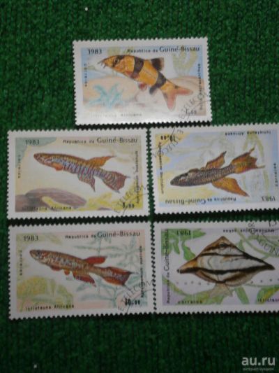 Лот: 9542986. Фото: 1. Марки, Рыбы, Гвинея -Биссау, 1983. Марки