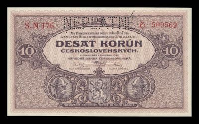 Лот: 19250933. Фото: 1. Чехословакия 10 крон 1927 Neplatne... Европа