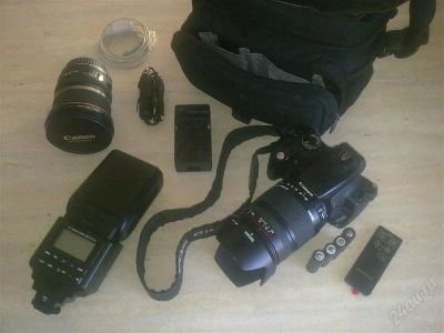 Лот: 1055218. Фото: 1. Canon EOS350D + 2 объектива, вспышка... Цифровые зеркальные