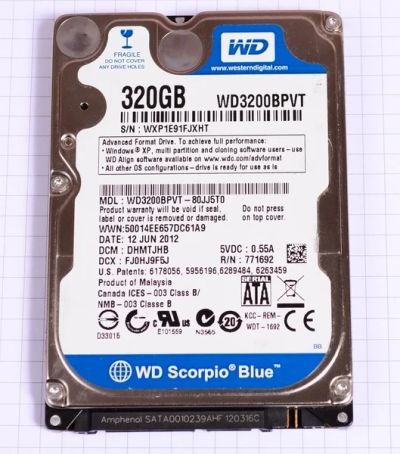 Лот: 9797877. Фото: 1. Жесткий диск для ноутбука WD 320Gb... Жёсткие диски (HDD)