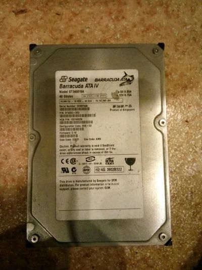 Лот: 8257080. Фото: 1. HDD Seagate model st340016a 40Gb. Жёсткие диски (HDD)