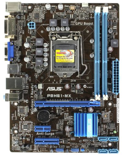 Лот: 20110113. Фото: 1. Мат. плата Asus p8h61-mx r1.01. Материнские платы