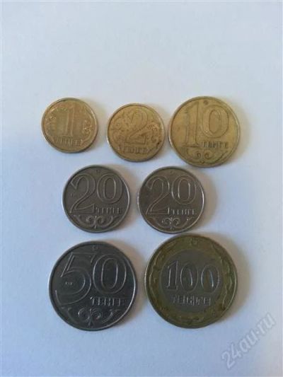 Лот: 2725433. Фото: 1. казахстан семь монет и две купюры. Наборы монет