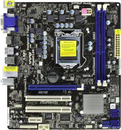 Лот: 13642064. Фото: 1. Материнская плата ASRock H61M. Материнские платы