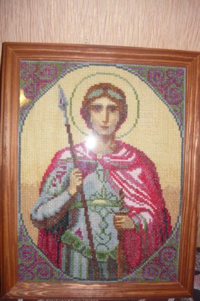Лот: 6716198. Фото: 1. вышитая икона Святой Георгий Победоносец... Вышивание