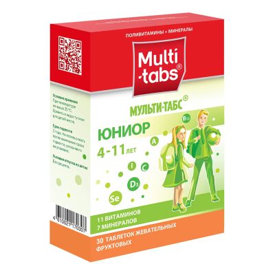 Лот: 23988102. Фото: 1. Мульти-табс Юниор фрукты таб.жев... Спортивное питание, витамины