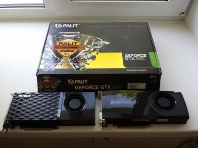 Лот: 5873528. Фото: 1. 2 видеокарты GeForce GTX 680 2GB... Видеокарты