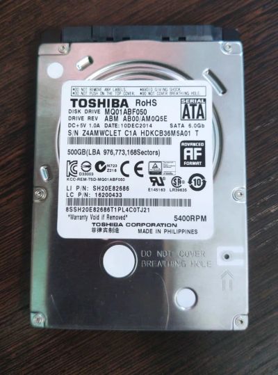 Лот: 15761945. Фото: 1. Жесткий диск Toshiba MQ01ABF050... Жёсткие диски (HDD)