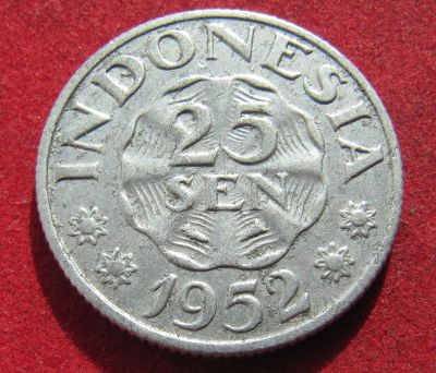 Лот: 20186485. Фото: 1. Индонезия 25 сенов, 1952 г. Азия