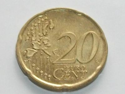 Лот: 9379020. Фото: 1. Монета 20 евроцент Германия 2002... Германия и Австрия