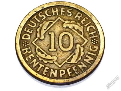 Лот: 5922984. Фото: 1. Deutsch Reich! 10 Rp! 1924 Год... Европа