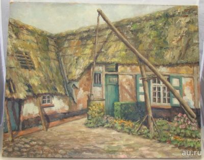 Лот: 12675935. Фото: 1. Картина старинная Дом (X439). Другое (антиквариат)