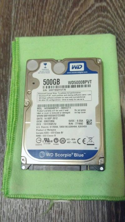 Лот: 16528929. Фото: 1. HDD WD 500gb 2.5 (status BAD). Жёсткие диски (HDD)