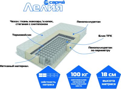 Лот: 10685144. Фото: 1. Матрас «Лелия» 800х2000. Матрасы