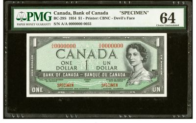 Лот: 21509486. Фото: 1. Банкнота 1 доллар 1954 г Канады... Америка