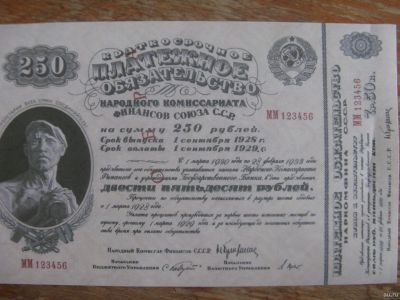 Лот: 13238557. Фото: 1. 250 рублей 1928-1929 года. Краткосрочное... Россия, СССР, страны СНГ