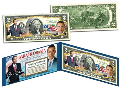Лот: 8429018. Фото: 1. Банкнота 2 доллара США Барак Обама... Америка