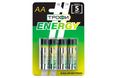 Лот: 23950799. Фото: 1. Батарейки АА ТРОФИ Energy Alkaline. Батарейки, аккумуляторы, элементы питания