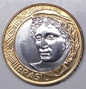Лот: 1588292. Фото: 1. Бразилия. 1 реал 2005г. Биметалл... Америка