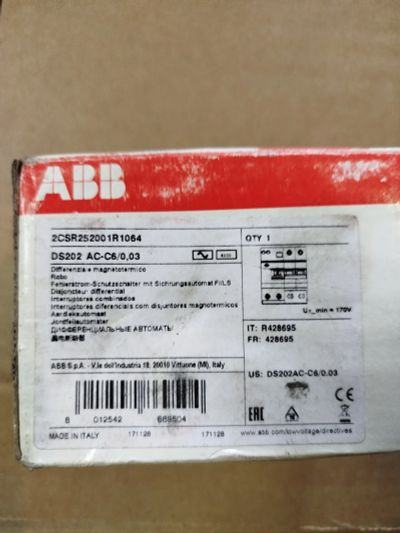 Лот: 25647560. Фото: 1. Дифференцированные автоматы ABB. Автоматы, пакетники, предохранители