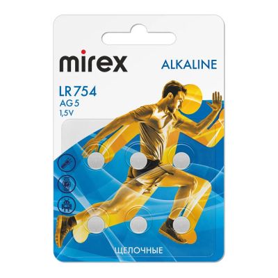 Лот: 25795007. Фото: 1. Батарейка MIREX AG5 / LR754 1... Батарейки, аккумуляторы, элементы питания