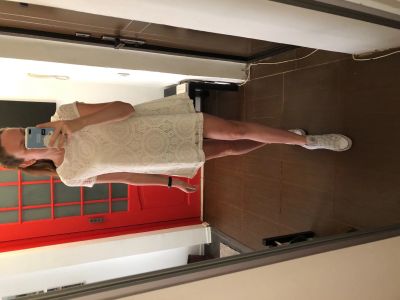 Лот: 14068401. Фото: 1. Кружевное белое мини-платье. Платья