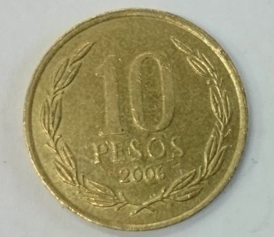Лот: 17266434. Фото: 1. Чили 10 песо 2006г. Остальные страны