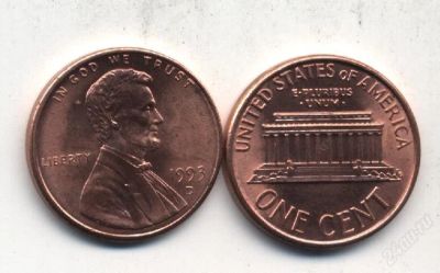 Лот: 1214879. Фото: 1. 1 цент США 1993 года D. Америка