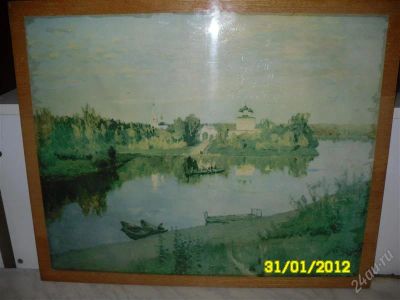 Лот: 1837223. Фото: 1. Репродукция Левитана "Вечерний... Предметы интерьера и быта