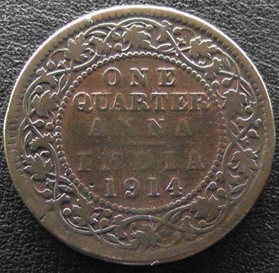 Лот: 11542552. Фото: 1. Британская Индия монета 1/4 анна... Азия