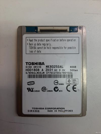 Лот: 15125540. Фото: 1. Жесткий диск Toshiba 80Gb, MK8025GAL... Жёсткие диски (HDD)