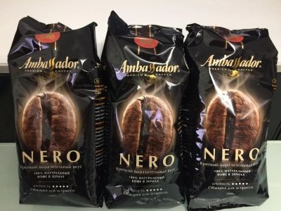 Лот: 10585612. Фото: 1. Кофе зерновой "Ambasodor Nero... Чай, кофе, какао