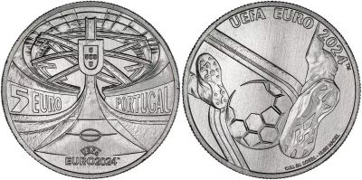 Лот: 23608432. Фото: 1. 5 евро 2024 Португалия, Чемпионат... Европа