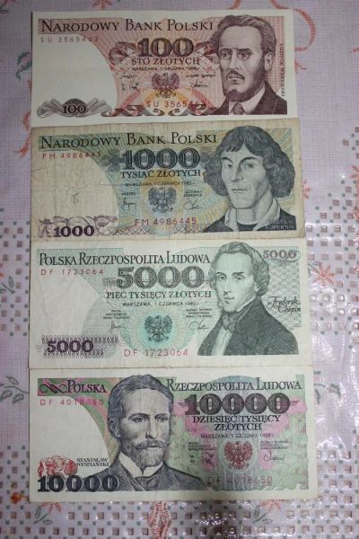 Лот: 5126534. Фото: 1. 4 разных банкноты Польши 1982... Европа