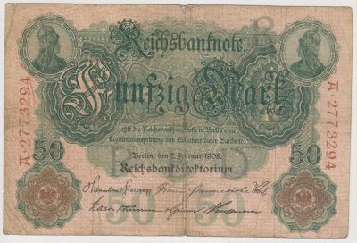 Лот: 11384652. Фото: 1. Германия 50 марок 1908г. Европа