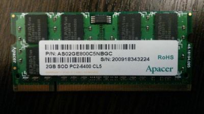 Лот: 9763970. Фото: 1. 2Gb DDR2 PC2-6400 CL5 SO-DIMM... Оперативная память