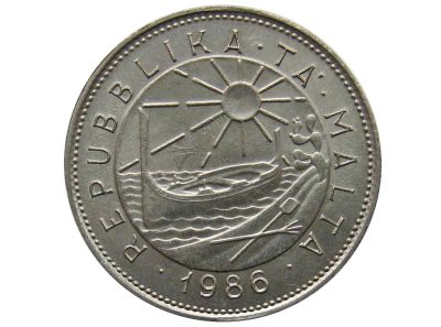 Лот: 18772658. Фото: 1. Мальта 25 центов 1986. Европа